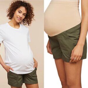 Motherhood Maternity | Olive Green Cargo Shorts With Panel | Size Small